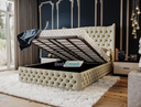 Jamie Winged Fabric Chesterfield Designer Bed