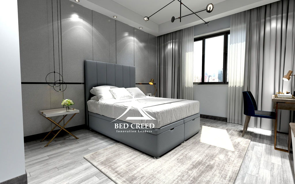 Emilia Striped Divan Ottoman Storage Bed - Bed Creed