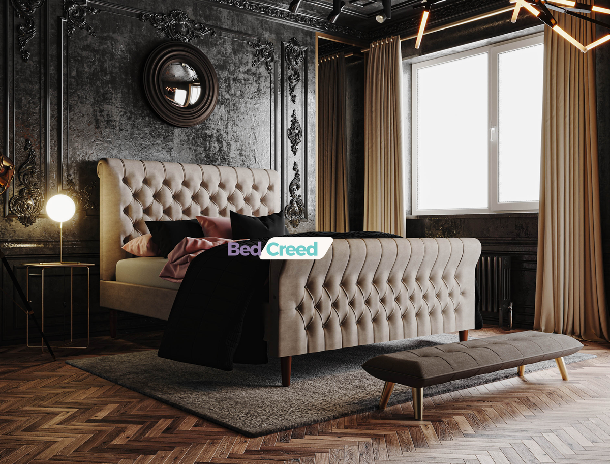 Aster Chesterfield Scroll Sleigh Chesterfield Bed Bed Creed