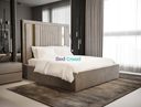 Chrome Gold Strip Linear Fabric Bed