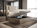 Chrome Gold Strip Linear Fabric Bed