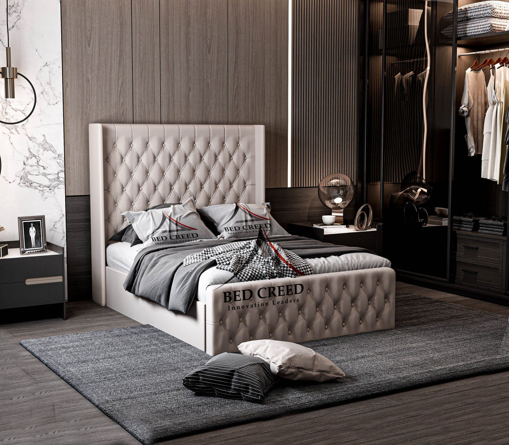 Alura Hybrid Chesterfield Winged Bed Bed Creed