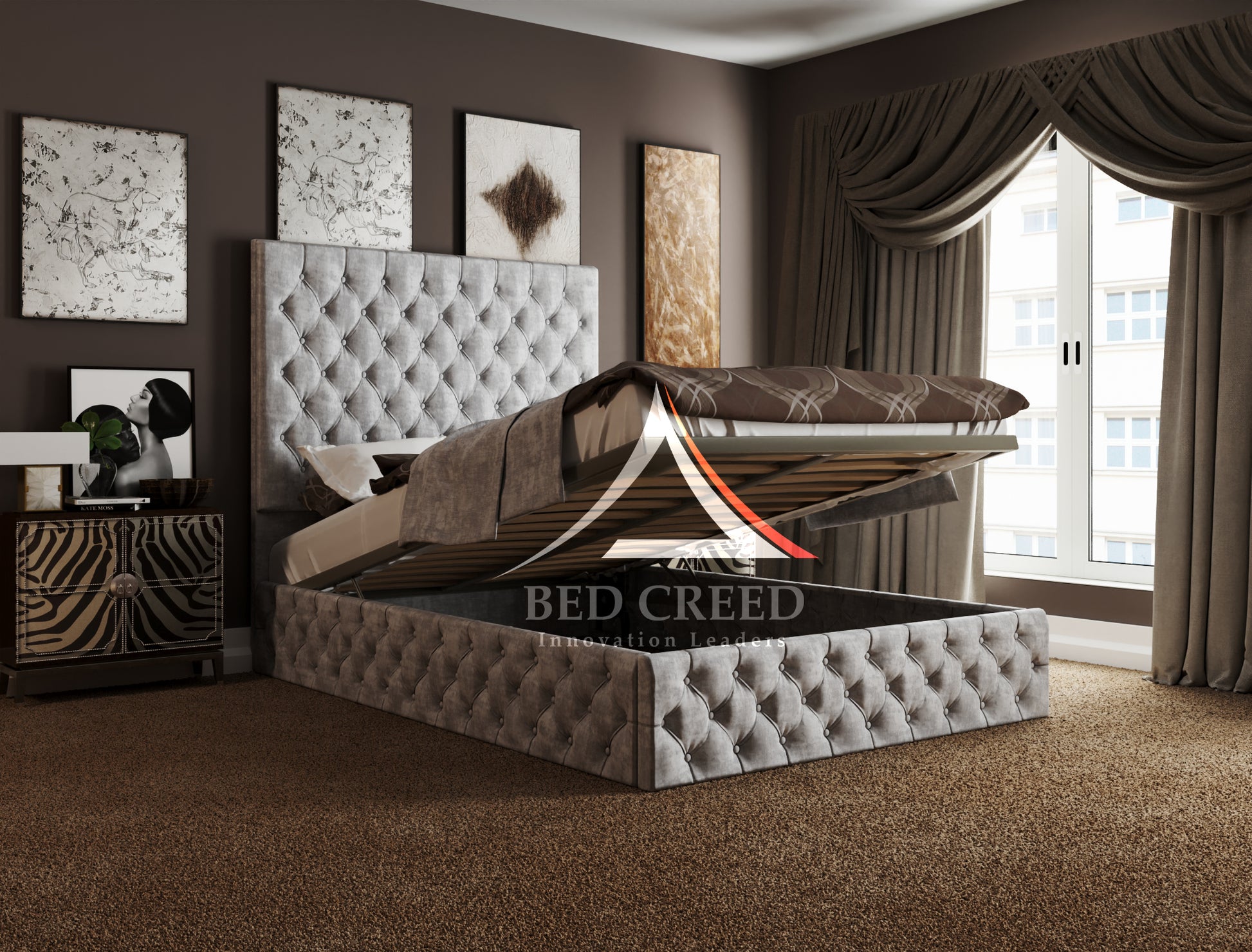 High Headboard Mage Chesterfield Bed - Bed Creed
